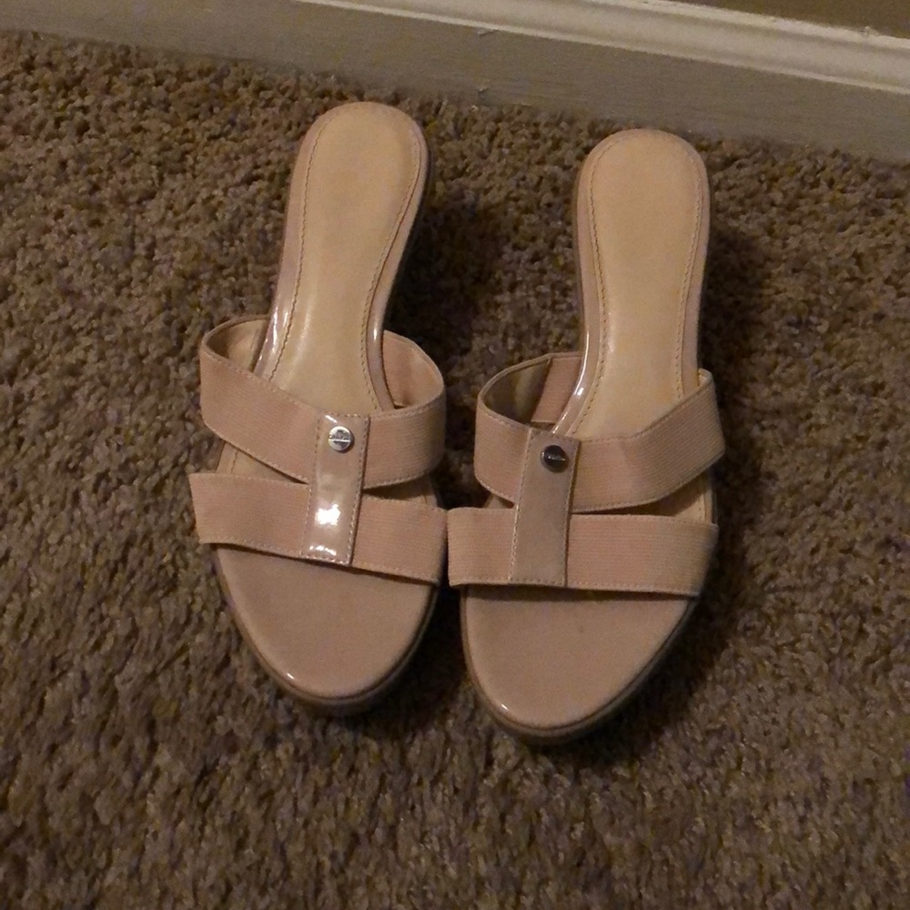 Calvin Klein brand wedges cream tan color